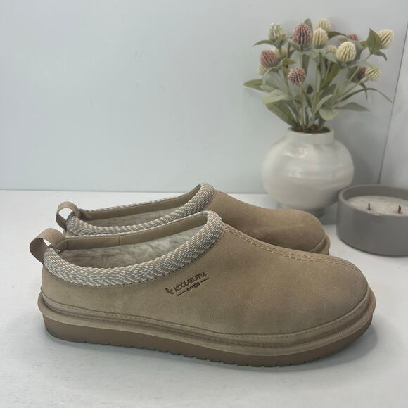 Koolaburra by UGG Burree Slip-On Suede Slippers Faux Fur Lined Tan Women 10 - Picture 1 of 10